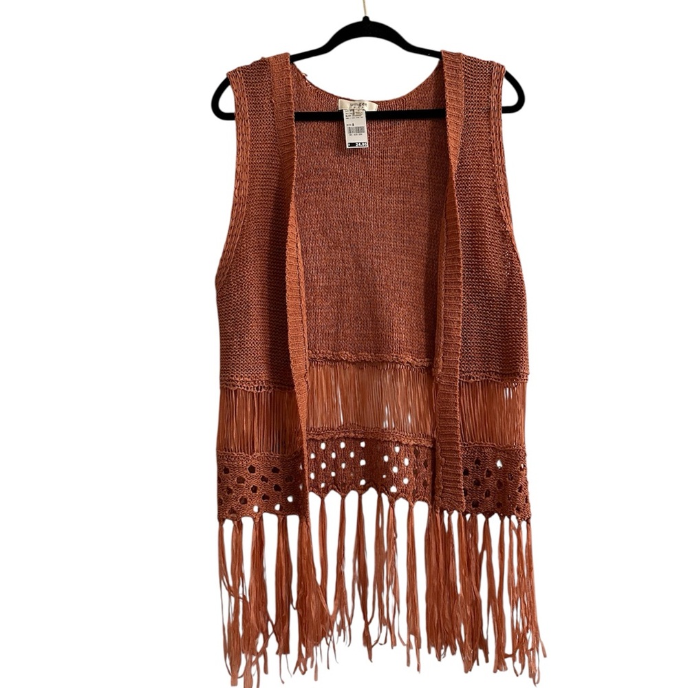 Umgee Fringed Boho Vest in Rust